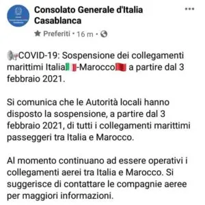 وقف الرحلات بين إيطاليا و المغرب 