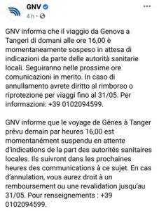 وقف الرحلات بين إيطاليا و المغرب 